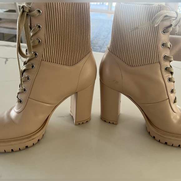 Gianvito Rossi - Martis Booties Beige Leather Combat Lace Up Boots EU 37 US 6.5 - Picture 8 of 11